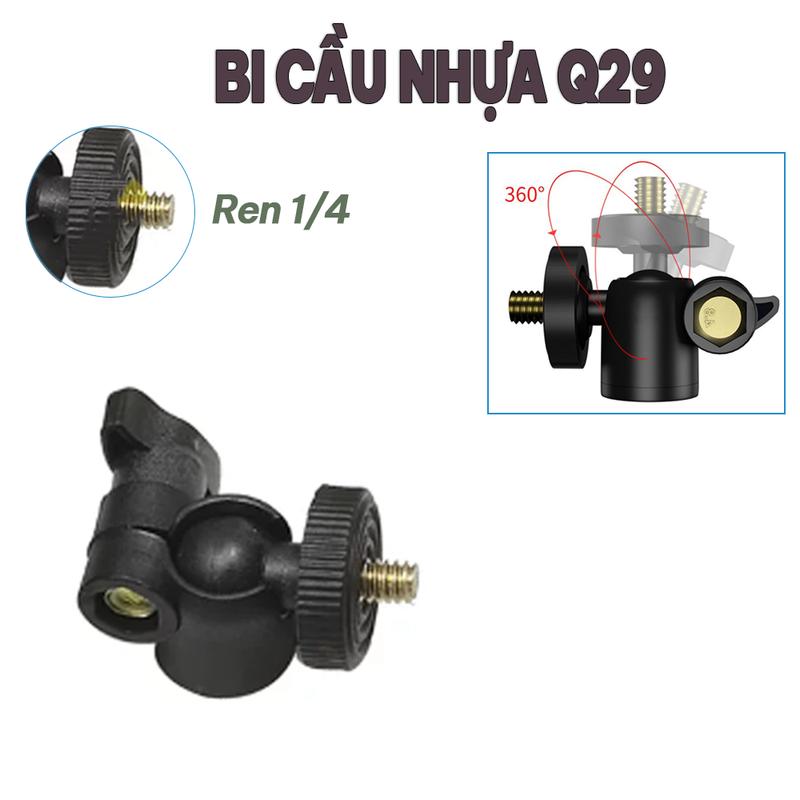 Bi Cầu Nhựa Q29 Ren 1/4 Hỗ Trợ Xoay 360 Gắn Chân Đèn Giá Đỡ Điện Thoại Máy Ảnh Và Các Phụ kiện Studio Quay Chụp