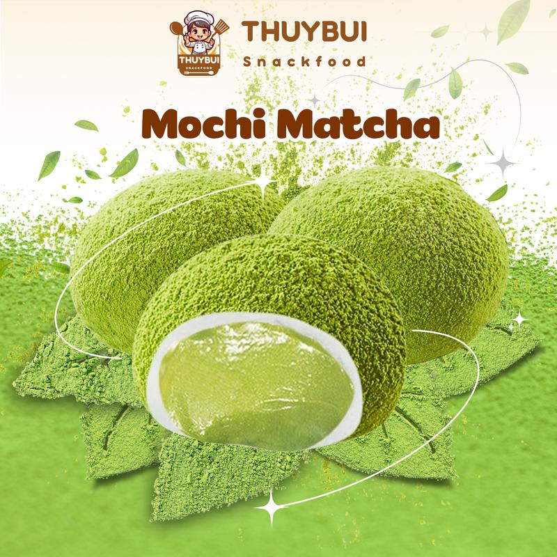 Bánh Mochi Matcha Nhân Chảy Lava Bánh Mochi Phủ Matcha Nhân Kem Tan Chảy Tiệm Ăn Vặt Thuỳ Bùi