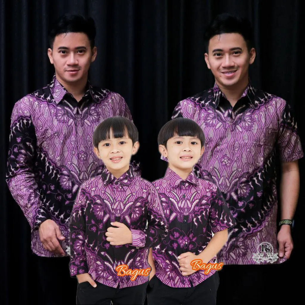 Kemeja Batik Anak dan Ayah Kemeja Batik Anak Modern Terbaru Motif Keris Ungu
