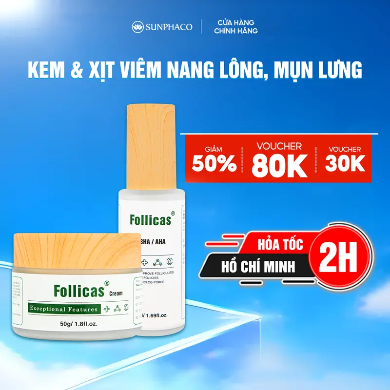 [Combo 2] Kem + Xịt Viêm Nang Lông Follicas Giúp Cải Thiện Thâm Mụn Lưng, Viêm Lỗ Chân Lông 0