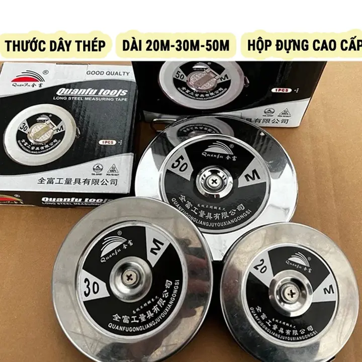 Thước Dây Cuộn Thép Dài 20m-30m-50m Vỏ Inox 304 Không Gỉ Cao Cấp - Chính Xác
