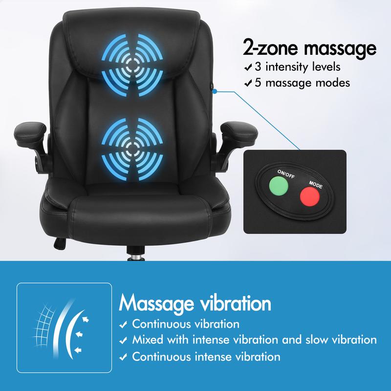 ELFORDSON Massage Office Chair Executive Computer Gaming Seat PU Leather Black 2