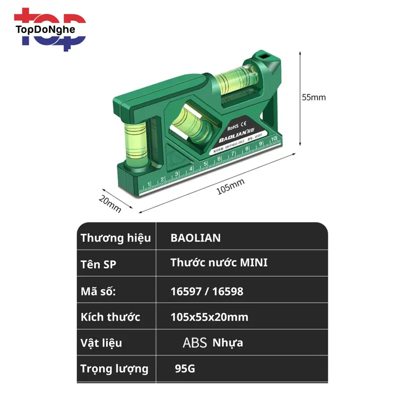 Thước thuỷ nước livo mini BAOLIAN đo  chiều  cân bằng chuẩn - Cao cấp chính hãng - Nam chấm từ cực mạnh 2