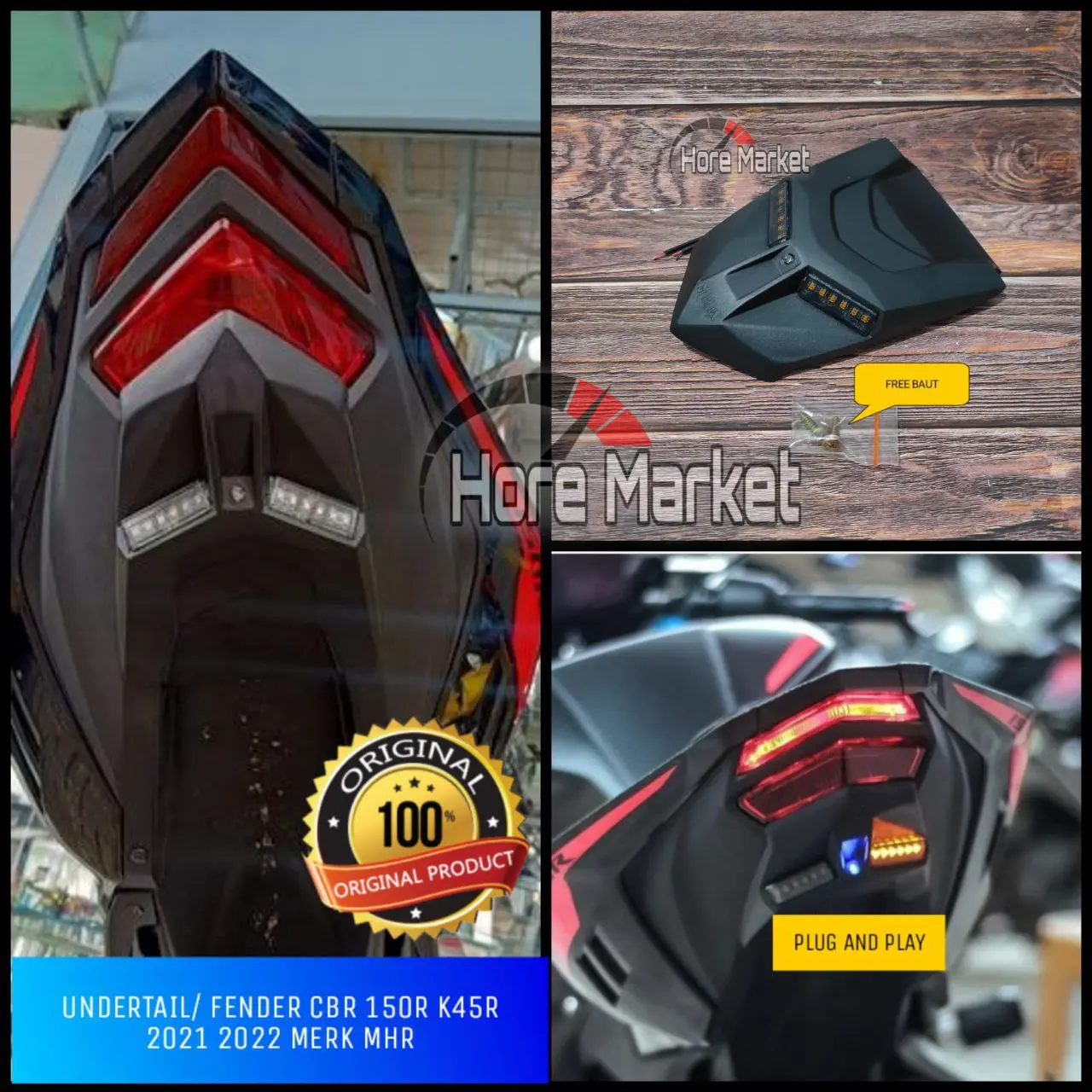UNDERTAIL FENDER MHR NEW CBR 150R K45R 2021 2022 2023 BAHAN PLASTIK SEIN LED CBR 150 R FACELIFT