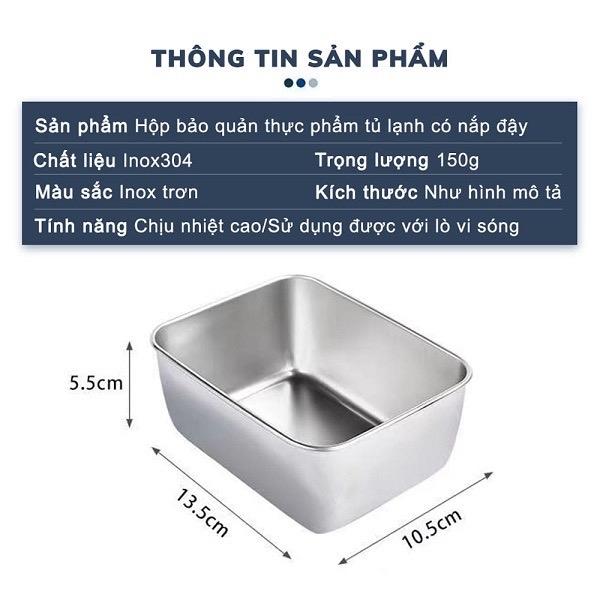 Set 5 hộp inox chống rỉ 304 kèm nắp nhựa bảo quản thực phẩm tủ lạnh đa năng sử dụng được cho lò vi sóng tiện dụng 2
