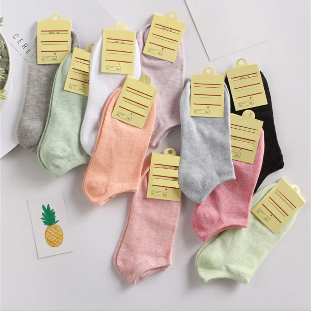 Tất Cotton Co Giãn Cho Nữ, Thường Ngày, Màu Trơn, Thoáng Khí, Cắt Thấp, Cho Mắt Cá Chân, Thuyền