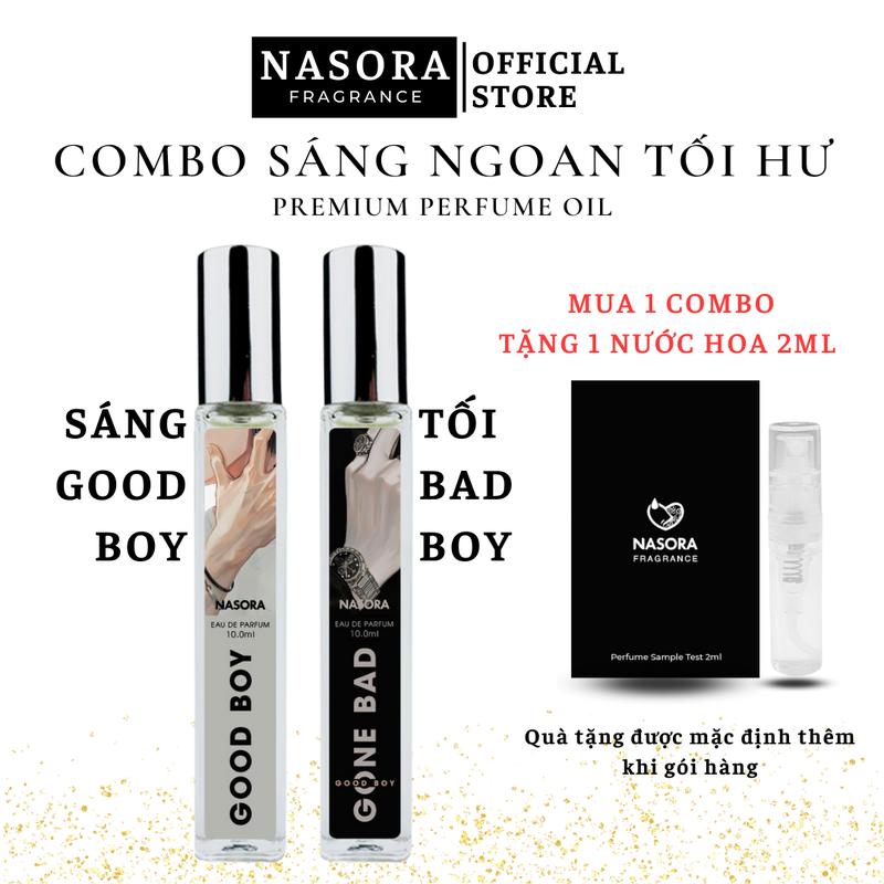 COMBO NAM SÁNG NGOAN TỐI HƯ Tinh Dầu Nước Hoa Nam Nasora Good Boy Và Good Boy Gone Bad Nam Tính Cuốn Hút Combo 2 Chai Xịt 10ml Perfume Cosmetic