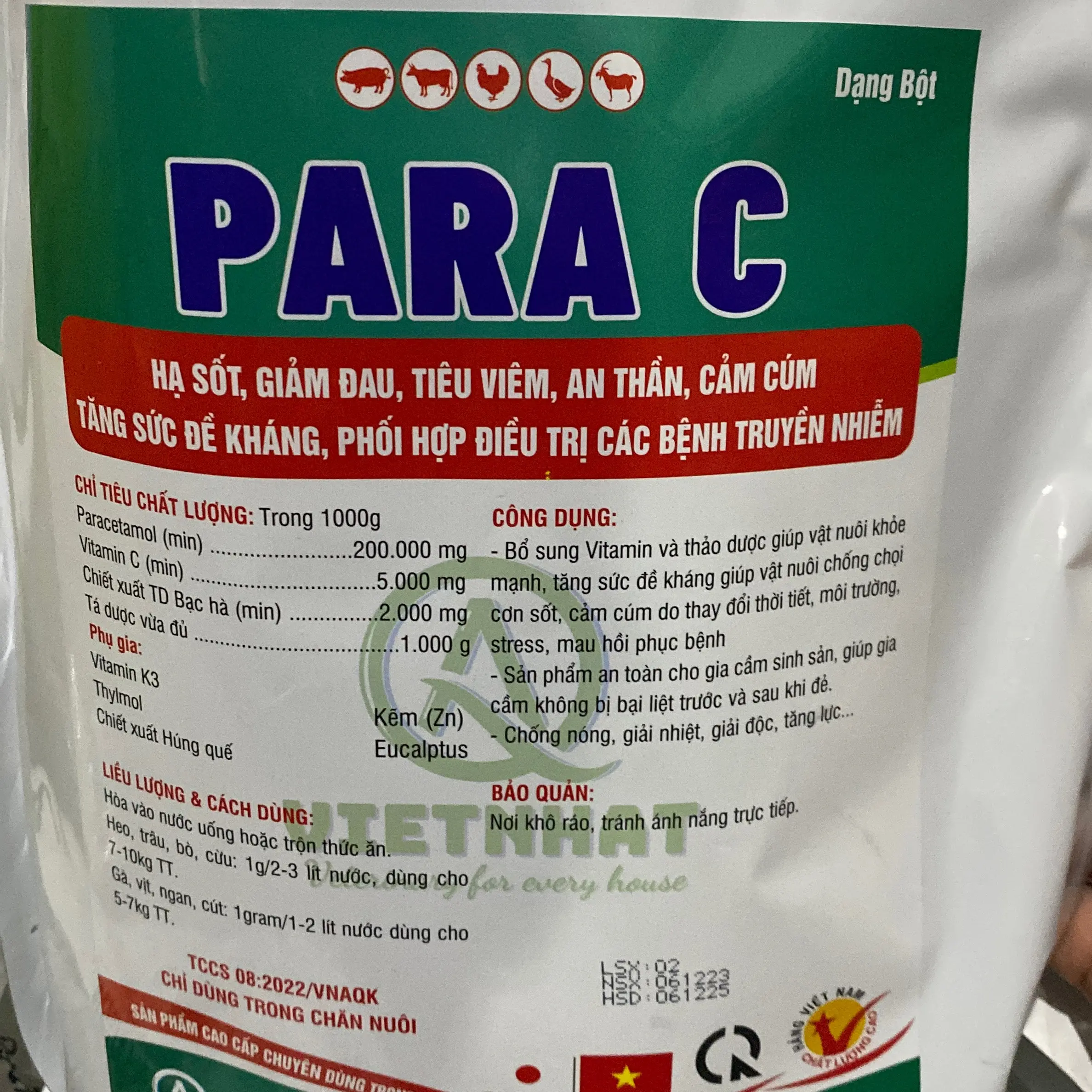 Para C - gói 100g chuyên hạ sốt, giảm đau, đ.i.ề.u tr.ị cảm cúm, dùng cho gia súc gia cầm