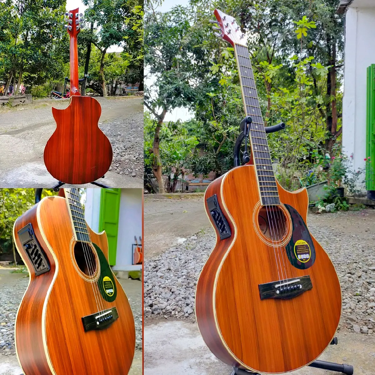 Gitar akustik elektrik cort lancip tanem besi