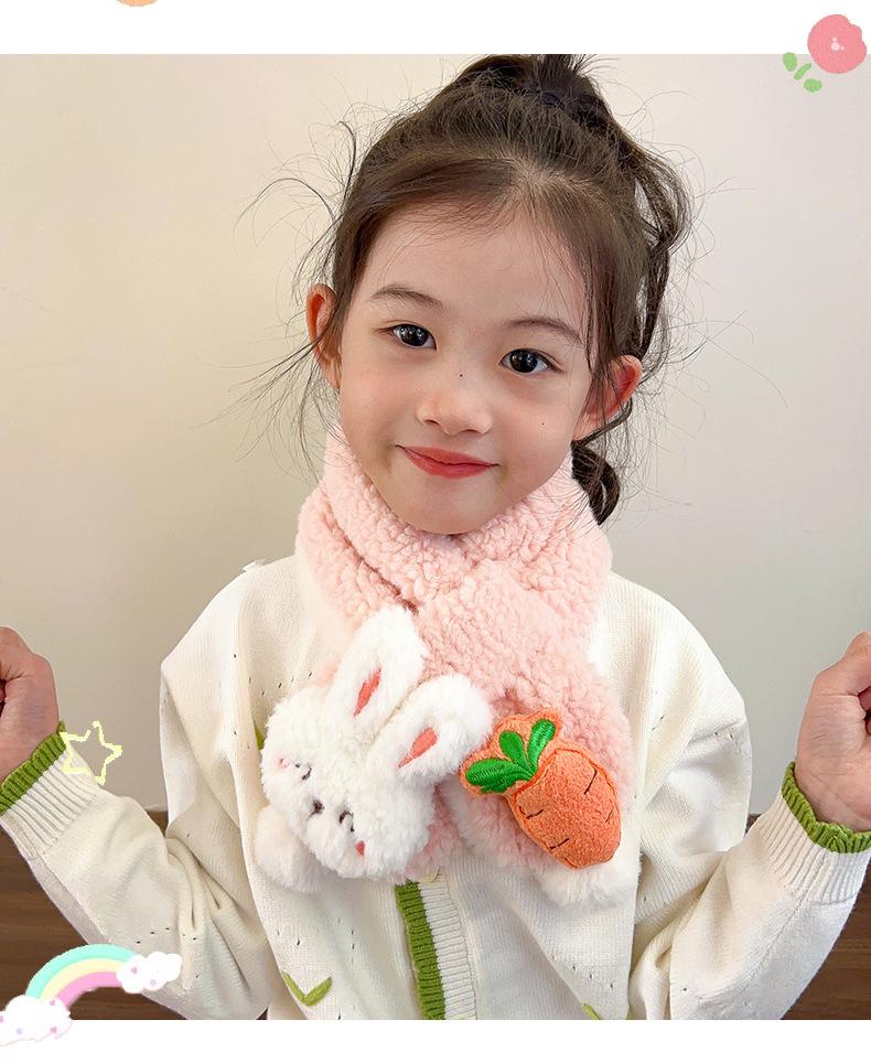 Product Introduction of Children's Scarf Autumn and Winter Baby Girl Cute Cartoon Rabbit Plush Scarf Korean Style Thickened Warm Neck Warmer Parent-Child 13
