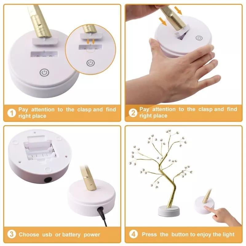 Product Introduction of Lampu Tidur Model Pohon Ranting Unik Colokan USB / Tenaga Baterai Dekorasi Kamar Kawat Tumblr Led/Led Tree Romantic Night Light Meja Samping Tempat Tidur Hadiah Ulang Tahun Lamp Led Plastik 4