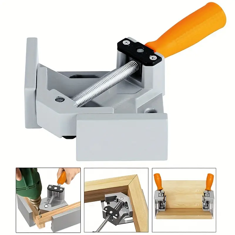 Aluminum Right Angle Clamp for Picture Frames, Woodworking, and Welding - Securely Holds Corners at 90 Degrees