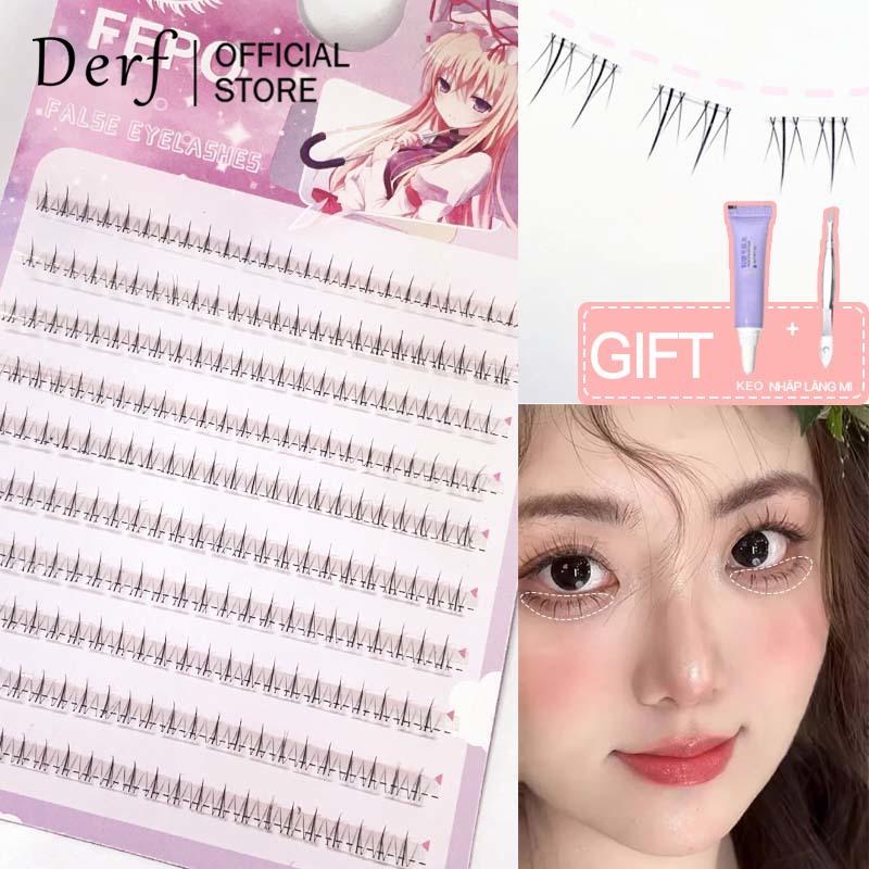 10 hàng Lông mi giả Dưới cùng cụm đơn Lông mi tự nhiên Lông mi dưới 3mm-6mm Món quà miễn phí Keo dán lông mi + nhíp Mỹ Phẩm Cosmetic Trang Điểm