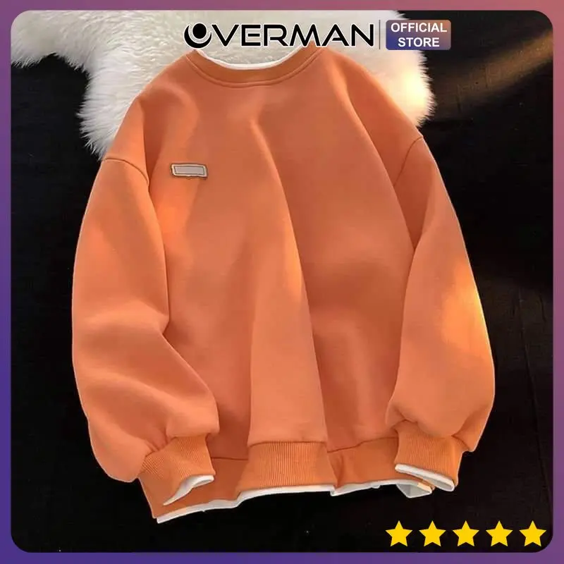 Áo Sweater Nam Nữ form rộng Basic nỉ bông cao cấp  phối Layer Unisex kiểu dáng thời trang Trẻ trung AD02 OVERMAN 2 Menswear Hoodie 0