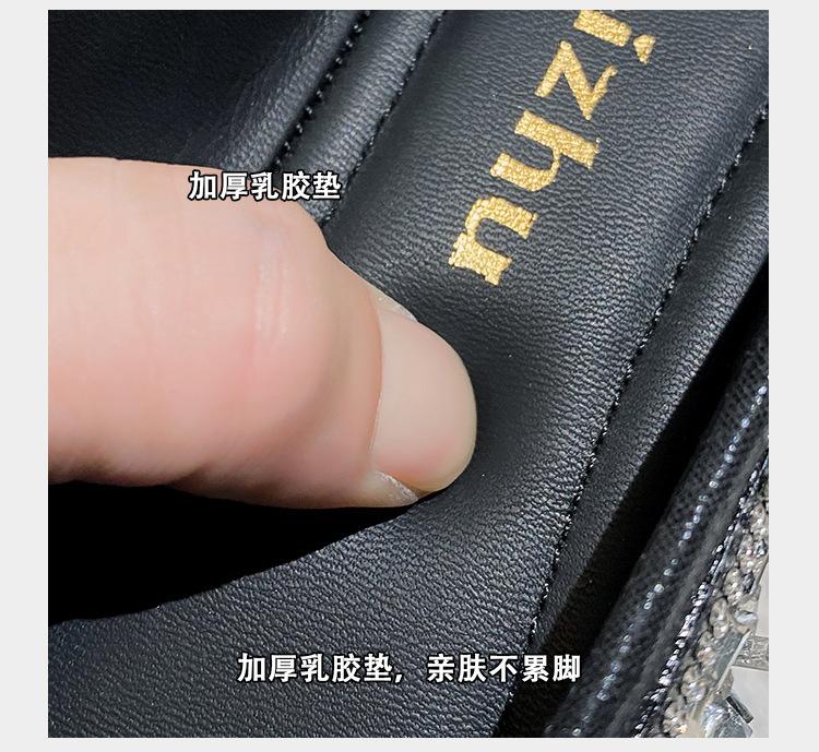 Product Introduction of 2025 new fashionable low heeled M ü ller women's shoes, with diamond studded decorative pointed single shoes, avant-garde design, simple, luxurious, comfortable, suitable for commuting, outdoor activities, etc 7