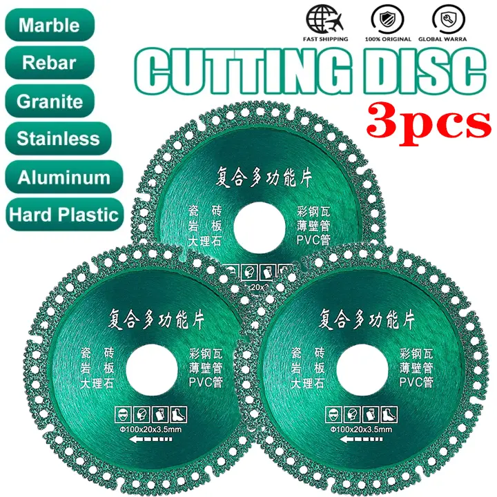 【24H Shipping】3pcs/1pcs 6 In 1 100mm Diamond Cutting Disc 3pcs Composite Multifunctional Cutting Saw Blade Ceramic Tile Glass Cutting Blade Cutting Tile Marble Slate PVC Pipe Wood Green
