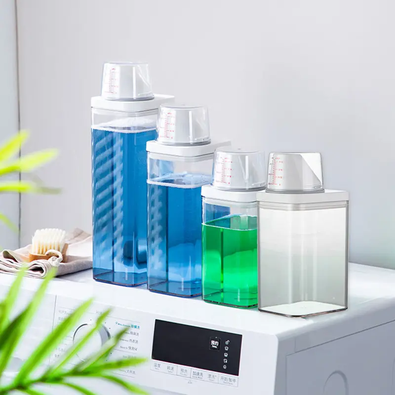 Hộp Đựng Bột Giặt 1900Ml, Hộp Đựng Chống Ẩm Kèm Cốc Đo, Hộp Đựng Bột Giặt Trong Suốt 2