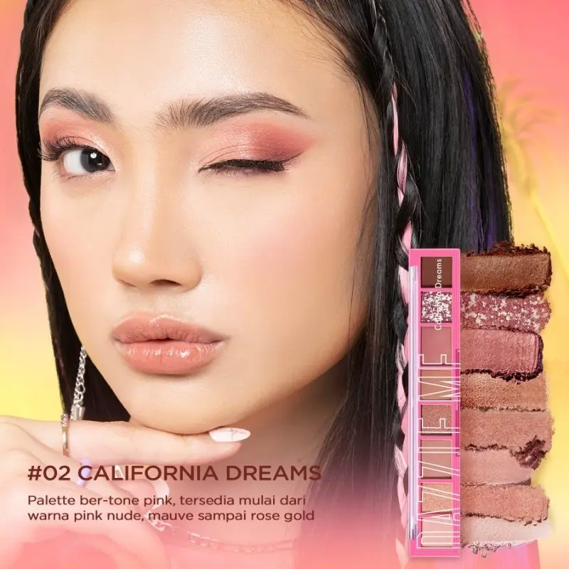 [NEW] DAZZLE ME The World Traveler Eyeshadow Palette | BPOM 8 warna Natural Matte Satin Glitter High Pigment Long Lasting Smooth 5