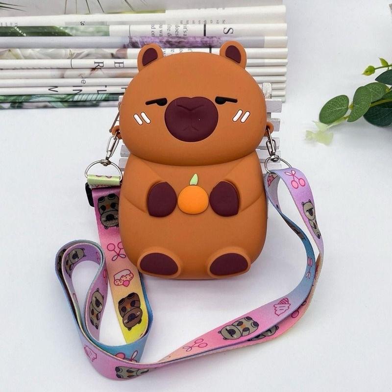 ￼Ví Silicon, Nhân Vật Hoạt Hình Anime Quà Tặng Ví Capybara, Đáng Yêu Có Tay Cầm Ví Đựng Tiền Xu Cho Trẻ Em 0