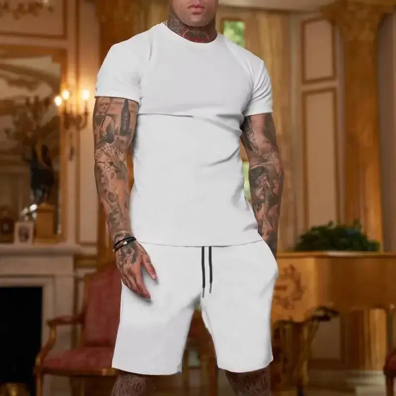 2025 Fashionable And Casual Summer Outdoor Sports Suit Men's Breathable T-shirt Shorts Casual And Fashionable Two-piece Set 2