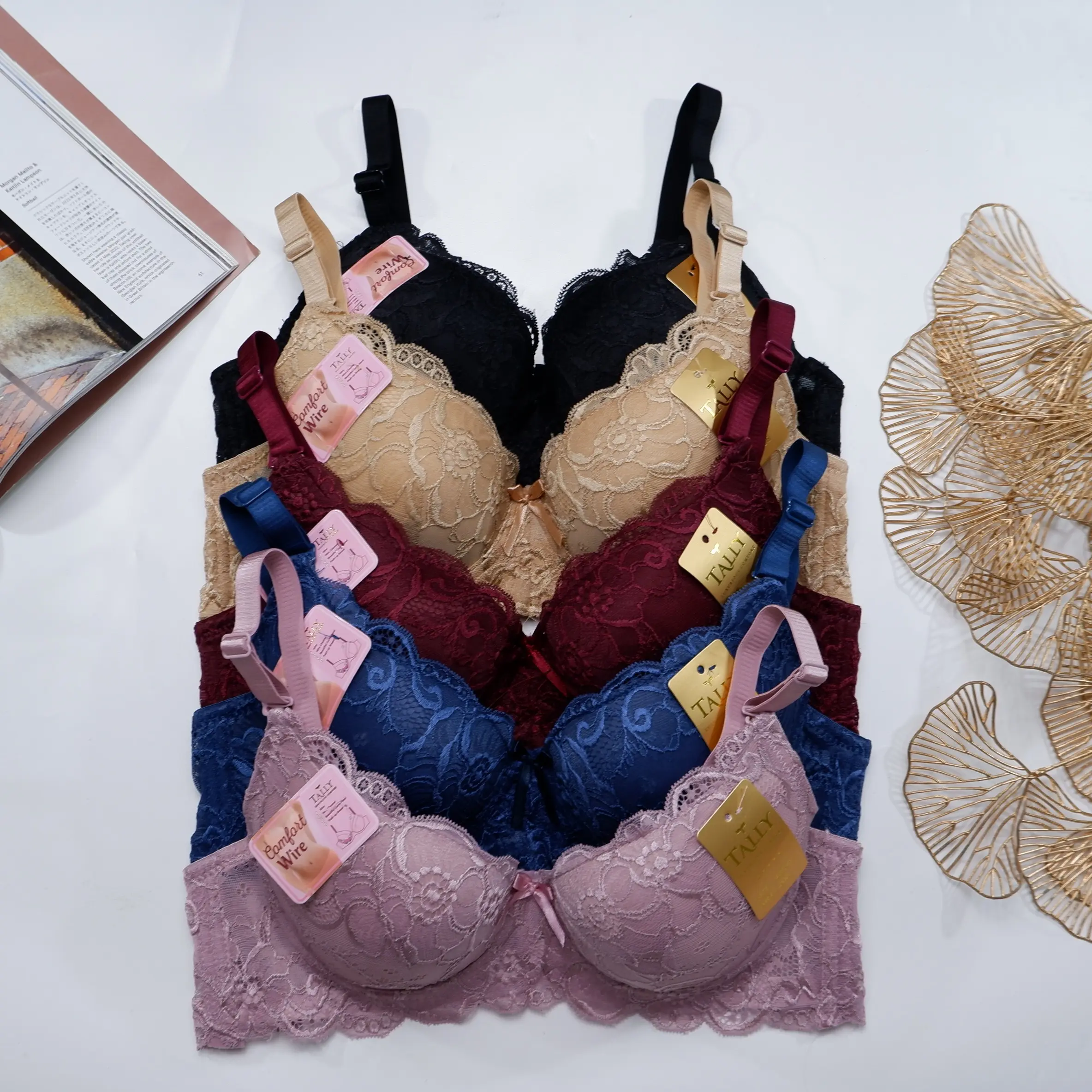 Tally Bra Bh 208 | Busa Tipis | Ada Kawat | Cup C | 3/4 Cup | Size 36-42 | Kait 3 | Bahan Renda Halus