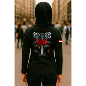 Hyb Kaos Lengan Panjang Pria Wanita Sword Rose Bahan 24 S Tebal Dan Halus Unisex Putih Hitam Katon Combed Kaos Sindiran