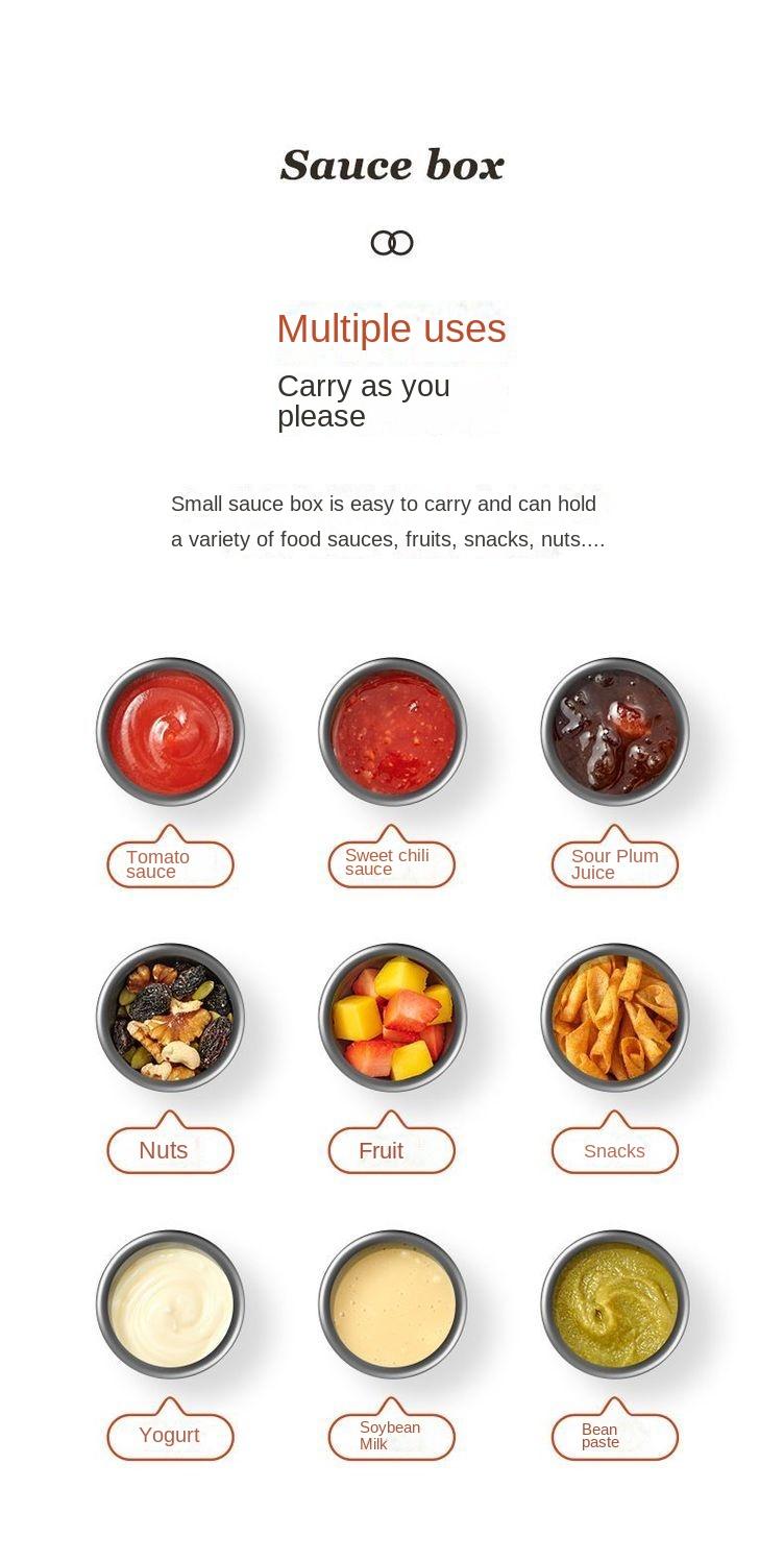 Product Introduction of Stainless steel 304 mini sauce cup with lid, household tomato sauce salad small box, portable outdoor seasoning dipping dish 4