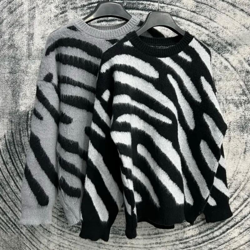 Áo Len Lông Sọc Vằn Nam Nữ Áo Sweater Len Lông Unisex Dày Dặn Free Size Menswear Cổ Tròn