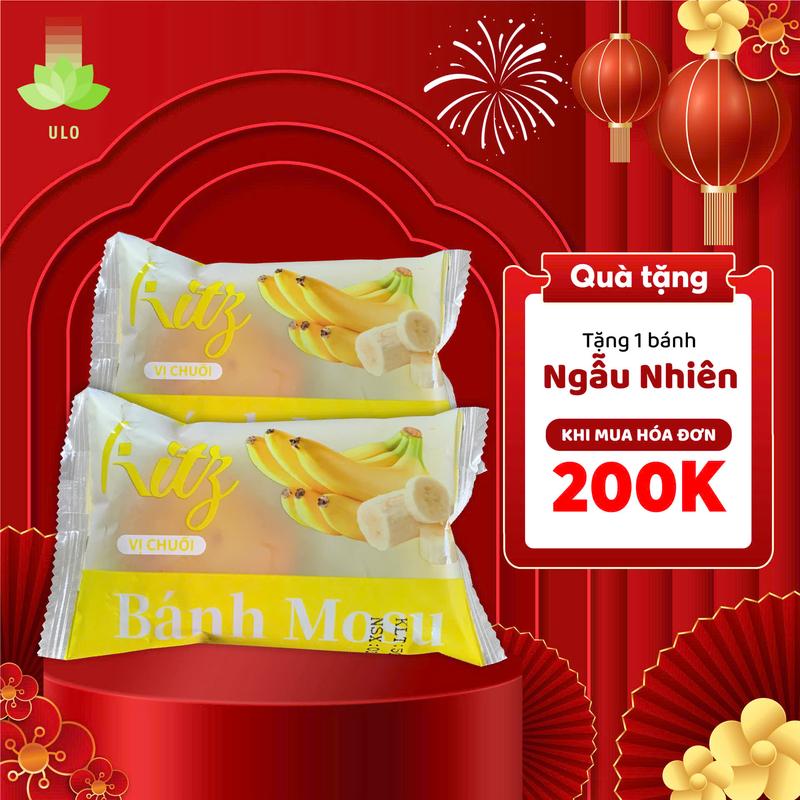 Bánh bông lan mochi nhân chuối Mosu Kity GoodFoodS Ulo - Hàng chính hãng, thơm ngon, béo ngậy ăn vặt dinh dưỡng