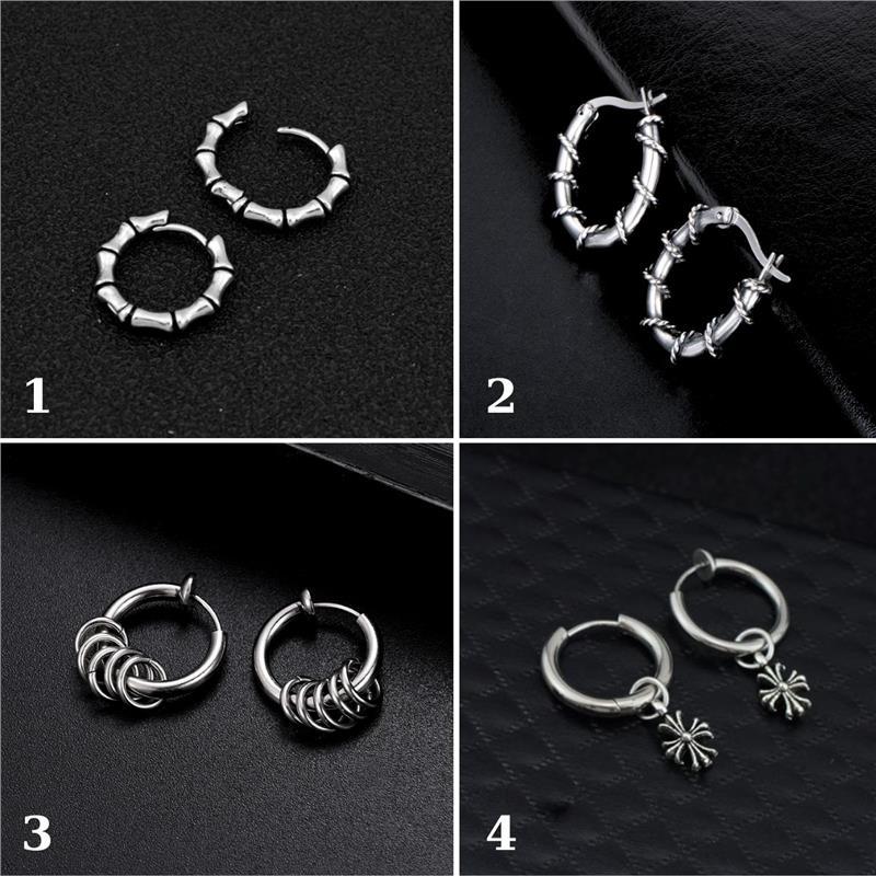 {KANA earring} Khuyên tai tròn kiểu chrome heart thép không gỉ 0