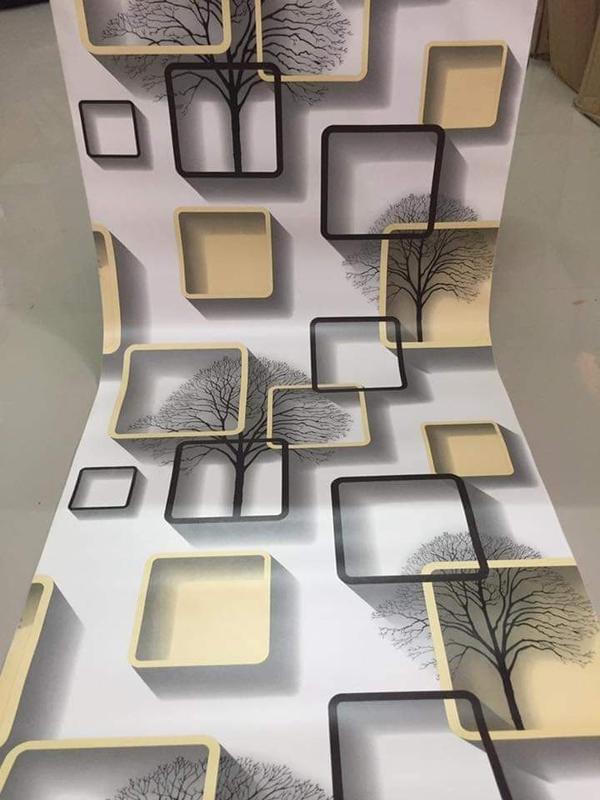  giấy dán tường ô vuông vàng 1 cuộn dài 10m,rộng 45cm 