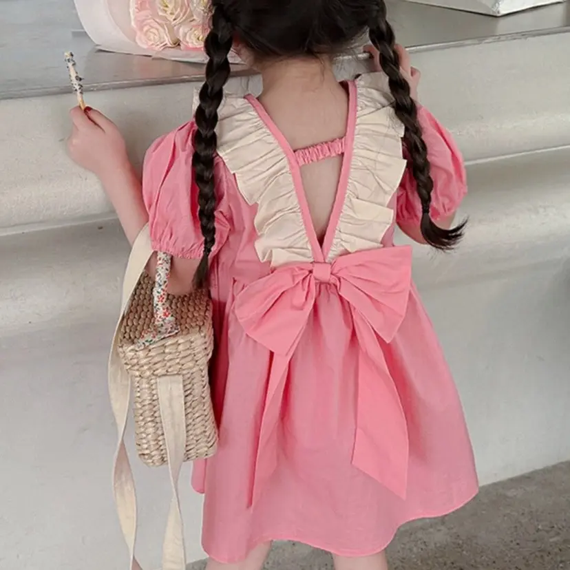 Váy Bé Gái Màu Hồng [TE01]- Vibakids - Nơ Xinh Cho Bé
