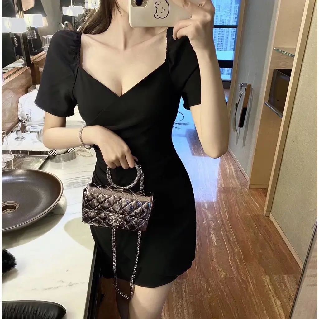 Emita bloom  8806 korean dress mini black dress for woman casual sexy dress mother and daughter dress aesthetic dress