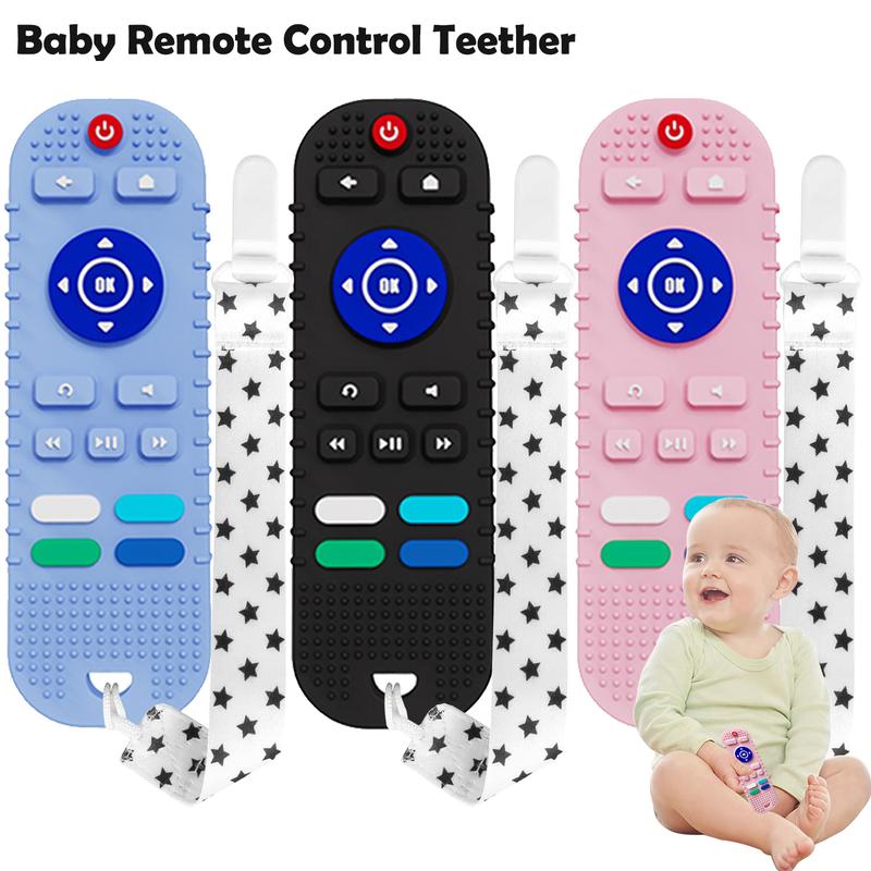 Product Introduction of New remote control baby teether, baby food grade silicone teether, anti-eating hand grinding baby teether pacifier  teeth 0