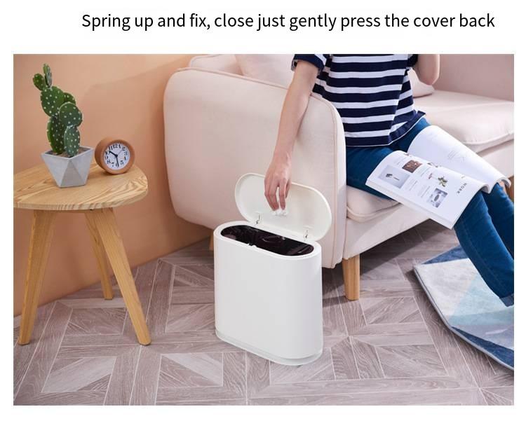 Product Introduction of Waste Bins Trash Can Press Type Double Plastic Living Room Slot Sanitary Bucket Bathroom Clutter Bucket Storage 12