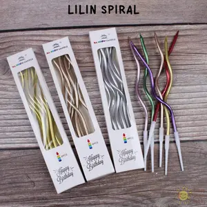 TAIYO Lilin Spiral Metalik Coating Premium Isi 6pcs Birthday Candle Ulang Tahun Pastel Warna Kado