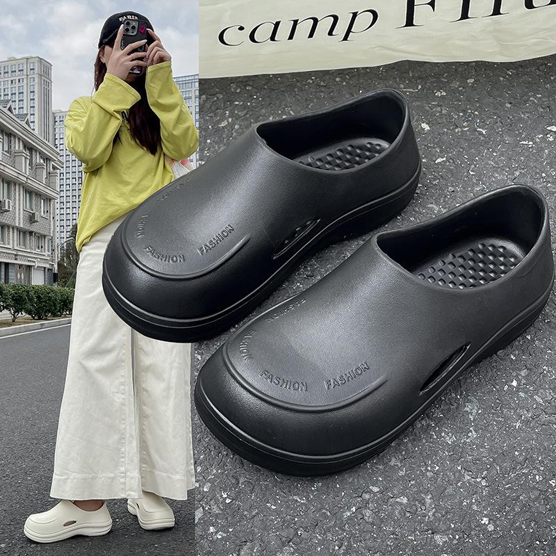2025 Thick-Soled Closed-Toe Half Slippers for Women, Outdoor Wear, 2025 New Lightweight Non-Slip Waterproof Chef Shoes, Clogs 5