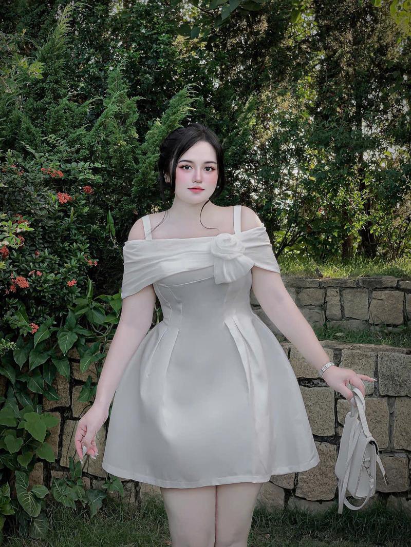 Product Introduction of ĐẦM ĐI TIỆC TAFTA TRỄ VAI KẾT HOA BIGSIZE 55KG - 90KG [ D002 ] Nữ Voan Women Dress 9