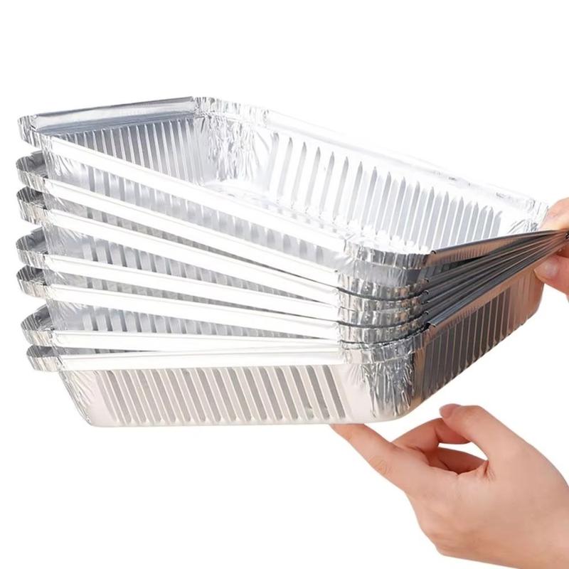 Khay Giấy Bạc Nhôm Nồi Chiên Không Dầu Dùng Một Lần, Hình Vuông, Thích Hợp Cho 10 / 20 / 30 Cái, Khay Giấy Bạc Thiếc Chống Thấm Dầu, Hộp Thiếc Giấy Bạc Nhôm, Dùng Để Nướng Nướng, Hàng Mới Về, Pingchu 3