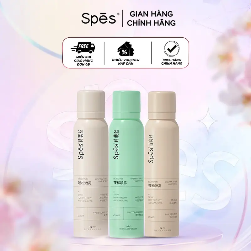 Dầu gội khô SPES Xịt tóc tạo phồng cấp tốc, thấm hút dầu không gây bết dính, giữ nếp 8h size 50/150/200ml 0