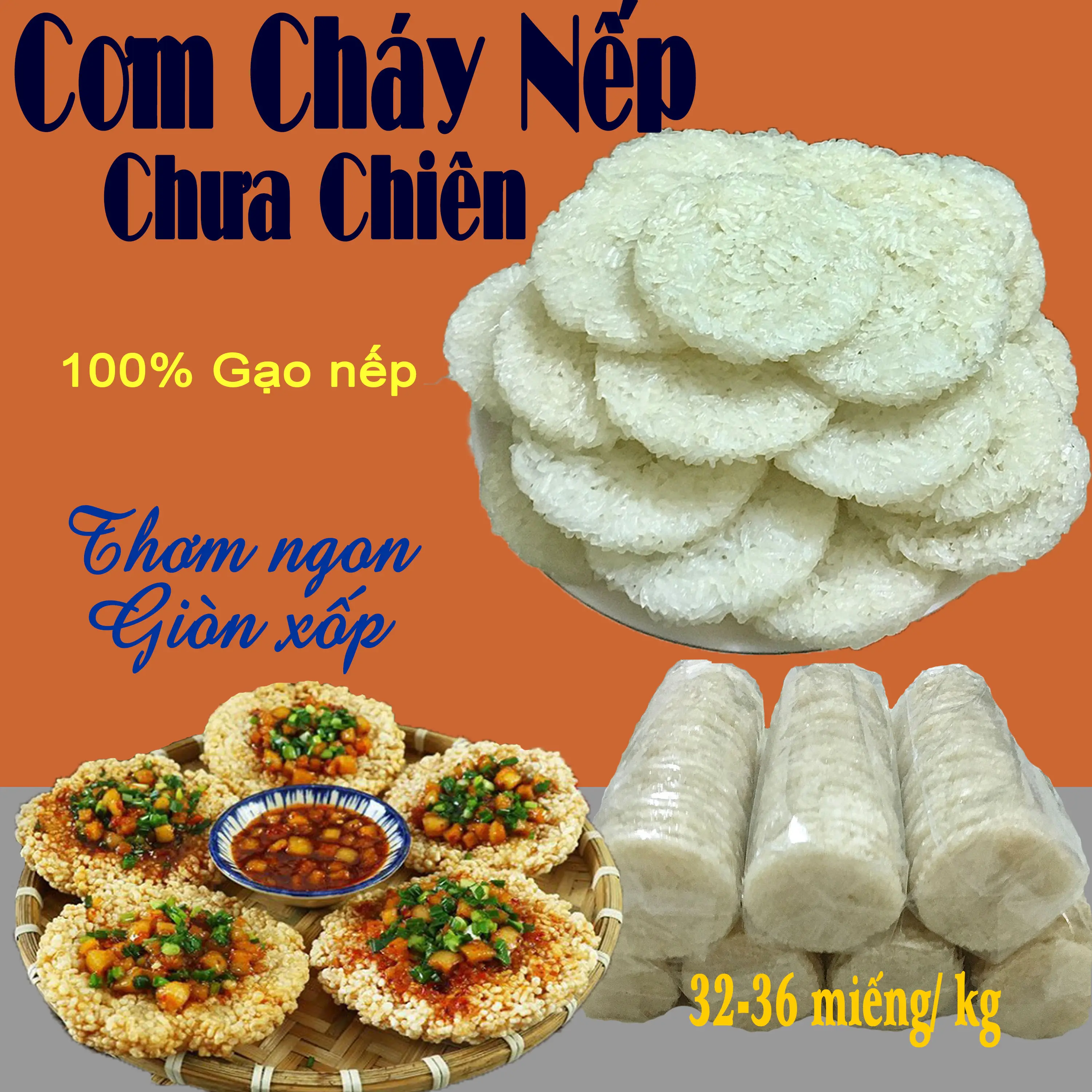 500gr Cơm cháy nếp chưa chiên thơm ngon, giòn xốp, size 8cm nhỏ vừa ăn tiện lợi , làm cơm cháy chà bông,cơm cháy kho quẹt, cơm cháy mỡ hành. Food Ăn Vặt Thức Ăn