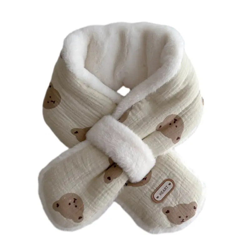 Khăn Quàng Cổ Mùa Đông Ấm Áp Cho Trẻ Em, Khăn Quàng Cổ Unisex Họa Tiết Gấu Hoạt Hình, Bộ Giảm Thanh Dài, Khăn Quàng Cổ Sang Trọng Dễ Thương Cho Bé 6