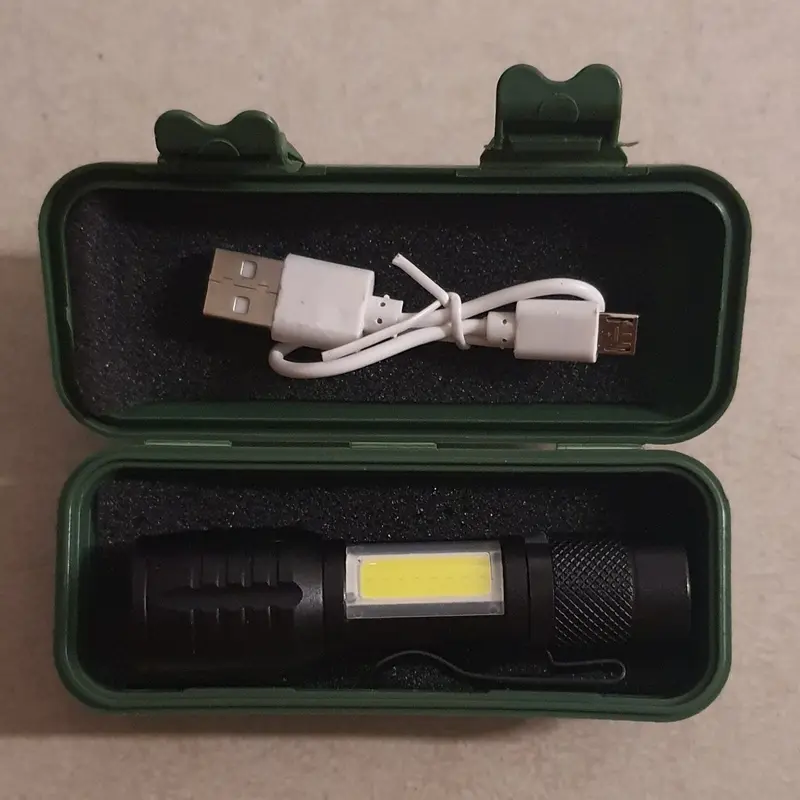 ĐÈN PIN CẦM TAY MINI T2, THIẾT KẾ THÂN HỢP KIM NHÔM NHỎ GỌN 10CM - 3 CHẾ ĐỘ SÁNG CÓ ZOOM XA GẦN - SẠC USB SIÊU TIỆN. 8