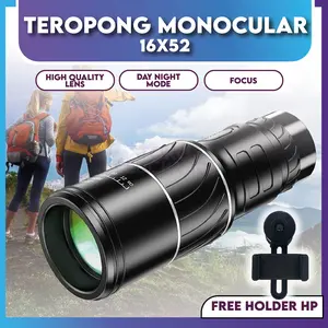 Teropong Lensa Zoom 16*52 40mm HP Fokus Teleskop Monocular Jarak Jauh Camping