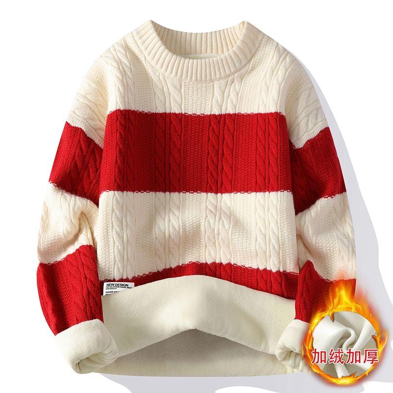Áo Len Dệt Kim, Mềm Mại Và Mềm Mại, Chất Liệu Cashmere, Cổ Tròn, Thích Hợp Cho Mùa Đông, Thời Trang Trẻ Trung Mới, Dáng Rộng Vừa Vặn, Lý Tưởng Cho Học Sinh, Áo Len Giữ Nhiệt, Dành Cho Nam Giới 5