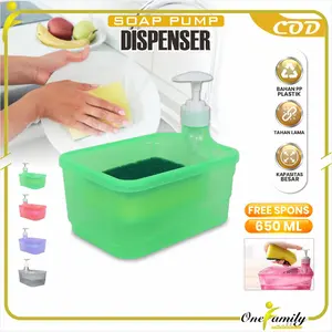 [COD] OFM C1001 Tempat Sabun Cair Cuci Piring 650ML free Sponge Busa