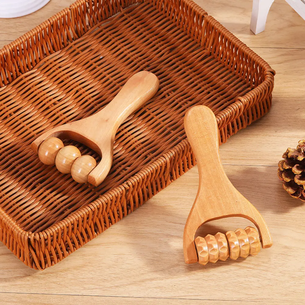 Con Lăn Đẩy Tay Mát Xa, Dụng Cụ Mát Xa Nhẹ Nhàng, Dụng Cụ Massage Bằng Gỗ, Thích Hợp Cho Đầu, Mặt, Vai, Cổ Và Eo, Có Thể Được Sử Dụng Bằng Chân