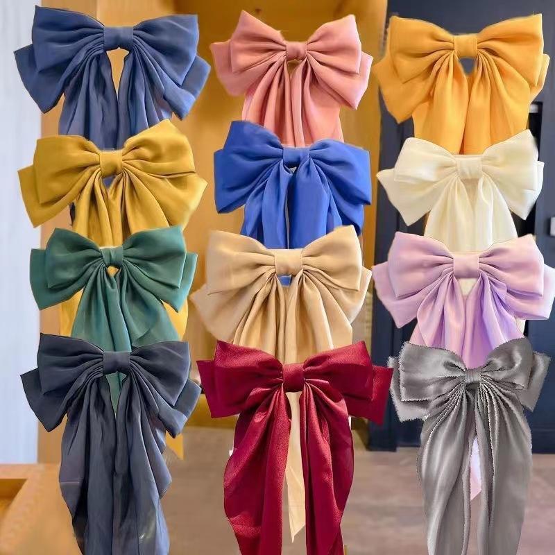 Product Introduction of Korea Big Bow Floral Long Ribbon Hairpin Headband Back Head Hair Clip Women Fashion Hair Accessories 1