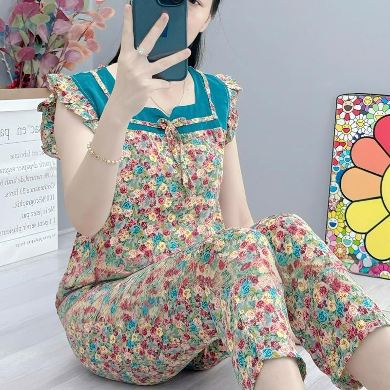 Đồ Bộ 9 Tấc Sát Nách Tay Tiên Vải Lụa Mango size 49-70 kí #799