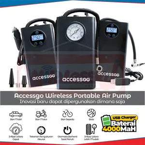 Pompa Ban Elektrik Udara Portable Air Pump dengan Automatic Stop, Bisa Cek Tekanan Angin BERGARANSI RESMI - Wirelessku